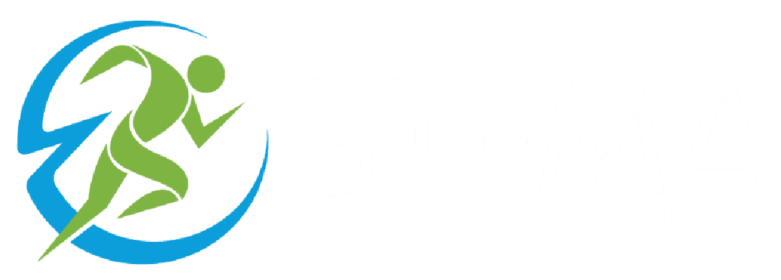 Logo for SIGMA Orthopedic and Sports Medicine, featuring a stylized green figure running within blue swooshes.