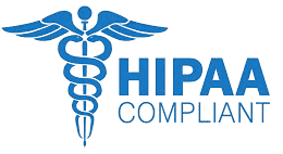 HIPAA Compliant seal with the medical Caduceus symbol.