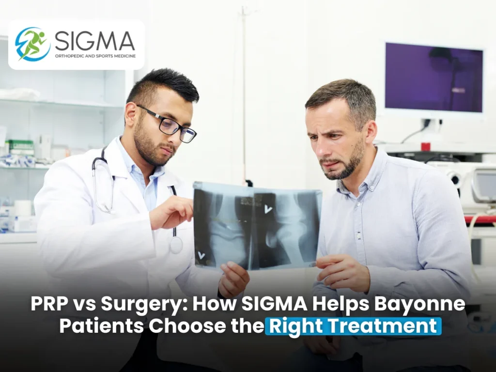 A SIGMA physician in Bayonne reviewing knee X-rays