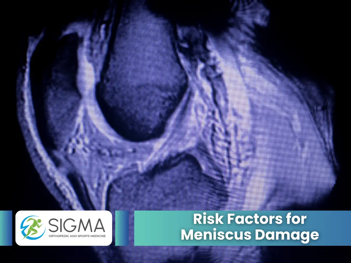 MRI scan of knee joint showing meniscus damage and cartilage wear